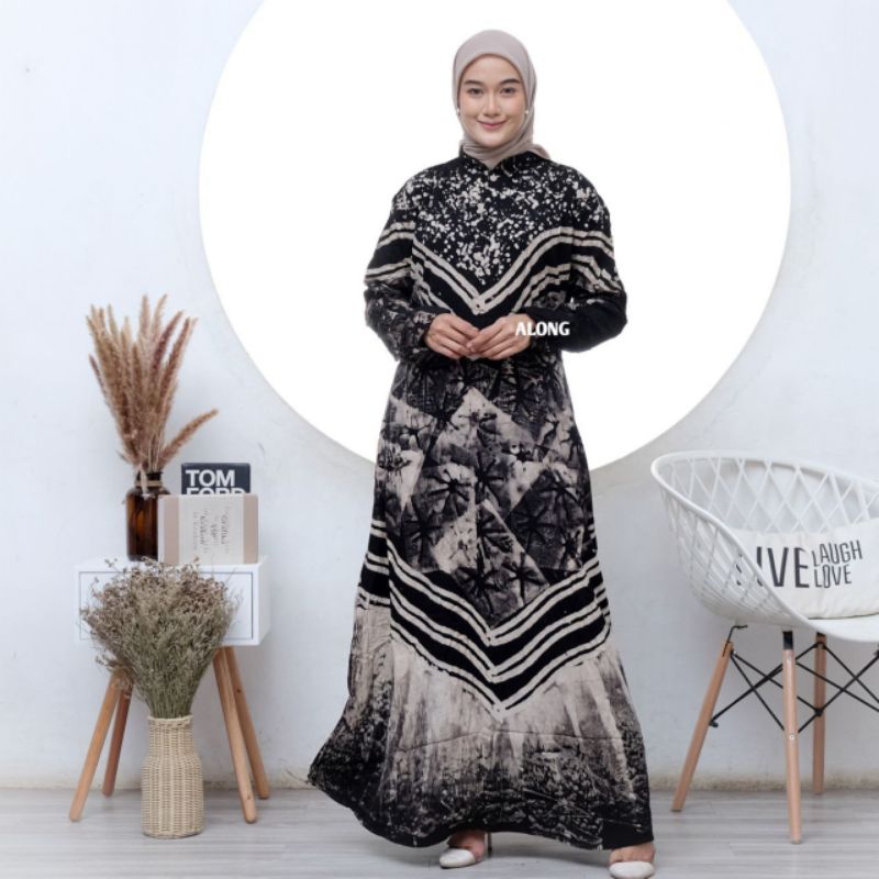 Gamis Twill Premium Terbaru Gamis Twill Batik Cap 2024  Best Seller Twill Tebal Dress Wanita Lengan 
