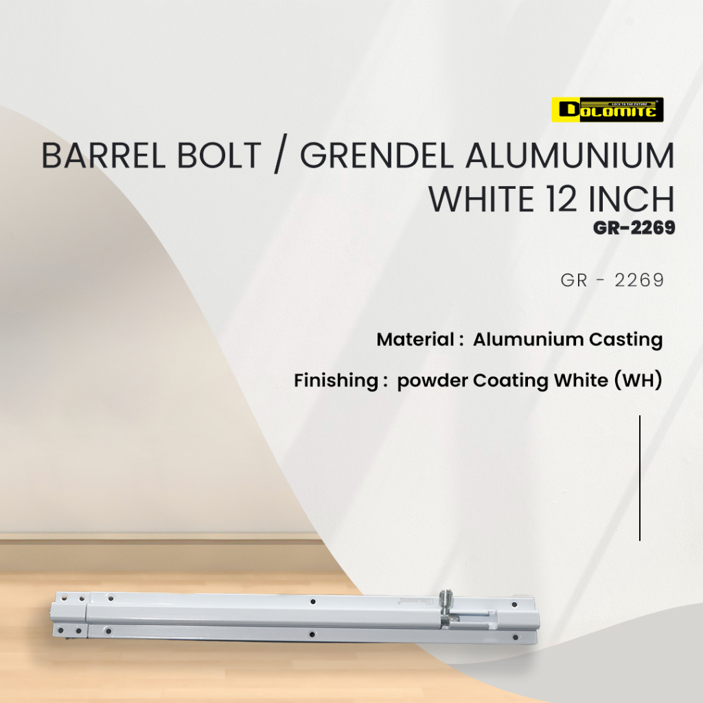 GRENDEL PINTU SLOT KUNCI JENDELA RUMAH MURAH 12IN PUTIH SOLID WHITE MURAH 2269