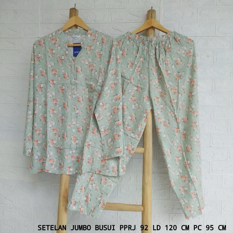 Setelan Rayon AMRO Lengan Panjang Celana Panjang Jumbo