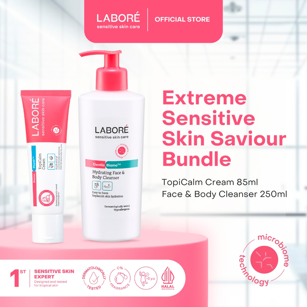 Labore Extreme Sensitive Skin (TopiCalm Cream 85ml and Face & Body Cleanser 250ml) - Bundle Moisturi