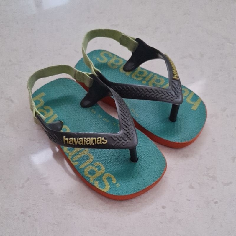 PRELOVED HAVAIANAS KIDS LOGOMANIA LOGO MANIA BRA 22 HIJAU TOSCA SENDAL JEPIT ANAK BAYI 14CM GREEN OR