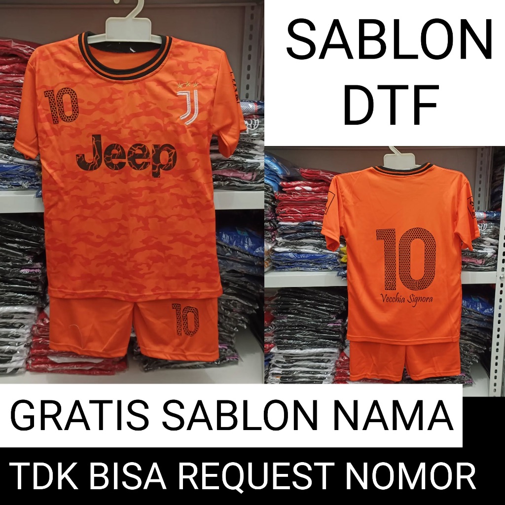 JERSEY BOLA SETELAN BAJU BOLA JUVENTUS ORANGE USIA 5-13THN