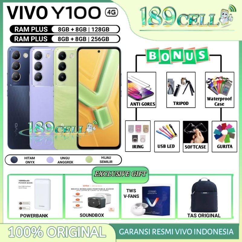 VIVO Y100 4G RAM 8/256 GB | VIVO Y 100 4G RAM 8/128 GB GARANSI RESMI VIVO INDONESIA