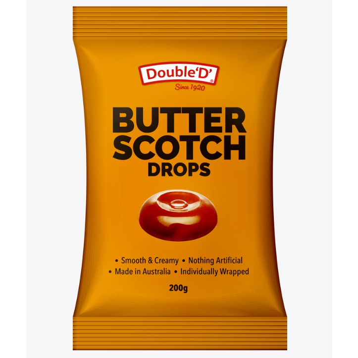

Double D Butterscotch Drops 200g Australia