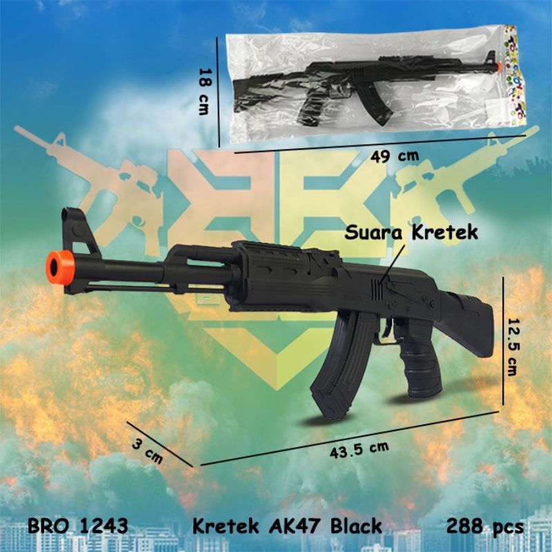 BRO1535 Pistol Kretek AK47 Krotok Suara Bunyi Pistolan Tembak Tembakan Mainan Anak BIGBANGDESKRIPSI