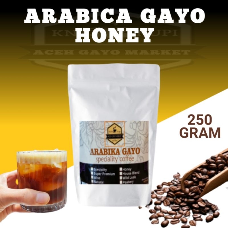 

KOPI ACEH GAYO ARABICA HONEY PROSES 250 GRAM BUBUK KOPI SPECIAL HALUS MURNI PALING ENAK TERLARIS.