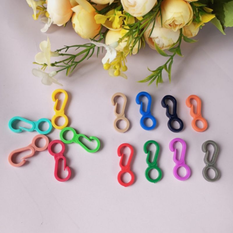 Kait Plastik KewKew 100pcs Plastik Kait Plastik Warna Warni Kew Kew Hook Pengait Pengait Plastik
