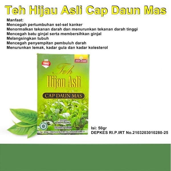 

Teh Hijau Aslli Cap Daun Mas Obat Herbal Batu Ginjal Darah Tinggi Pencegah Kanker