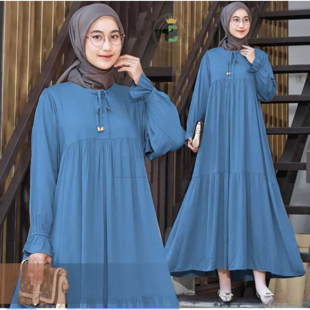 Ayumi dress gamis crinkle kekinian dan fashionable gamis terbaru 2025 kekinian dress kondangan simpl