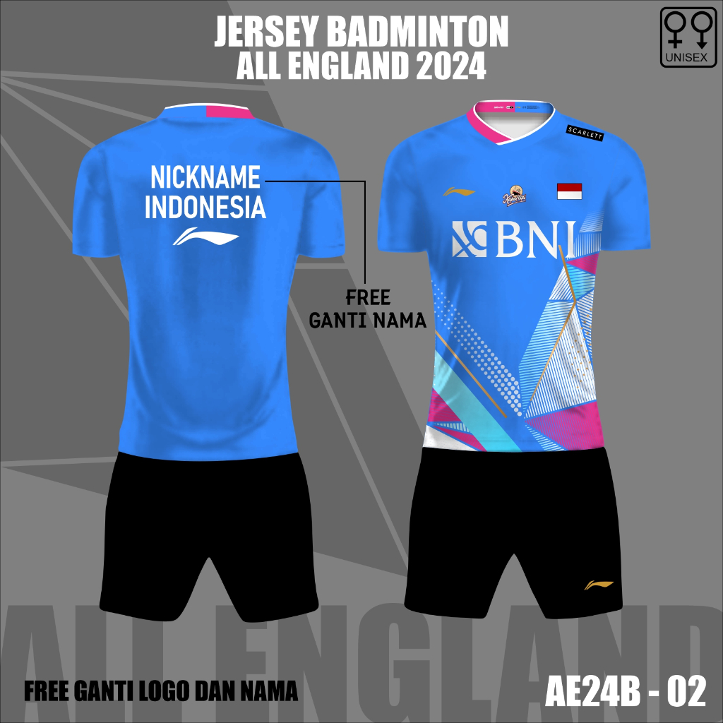 Setelan jersey kaos badminton all england 2024 baju jojo bulutangkis Lining