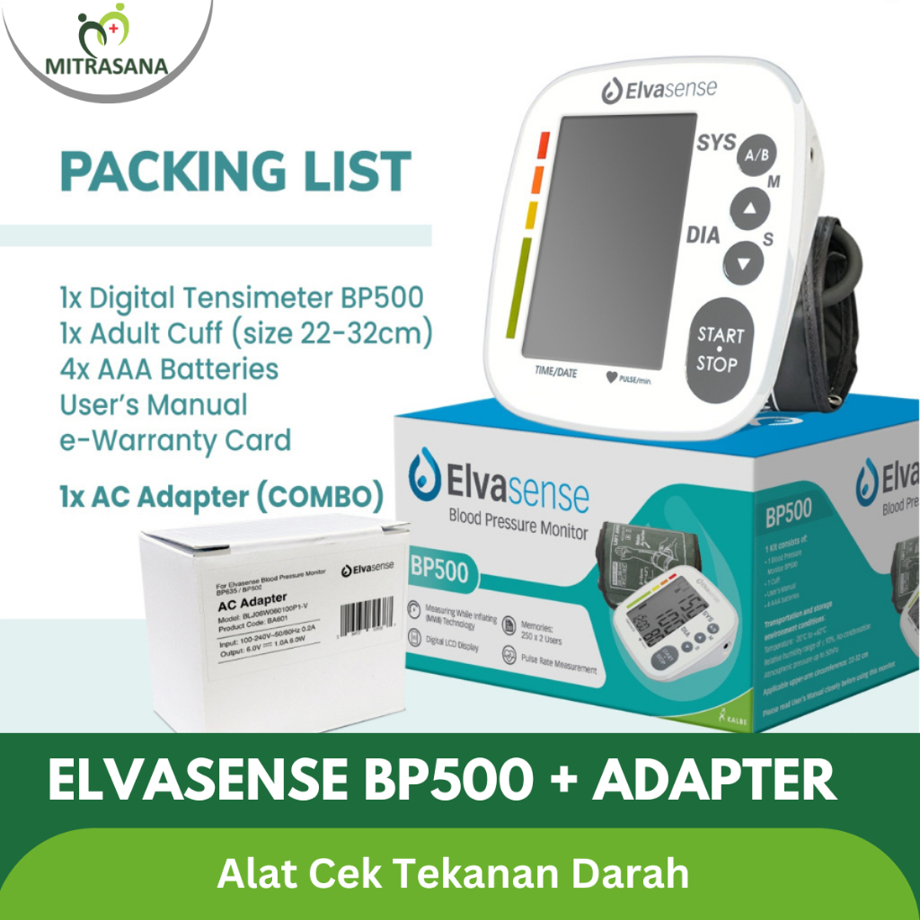 BUNDLING Elvasense BP500 + Adapter - Alat Cek Tekanan Darah