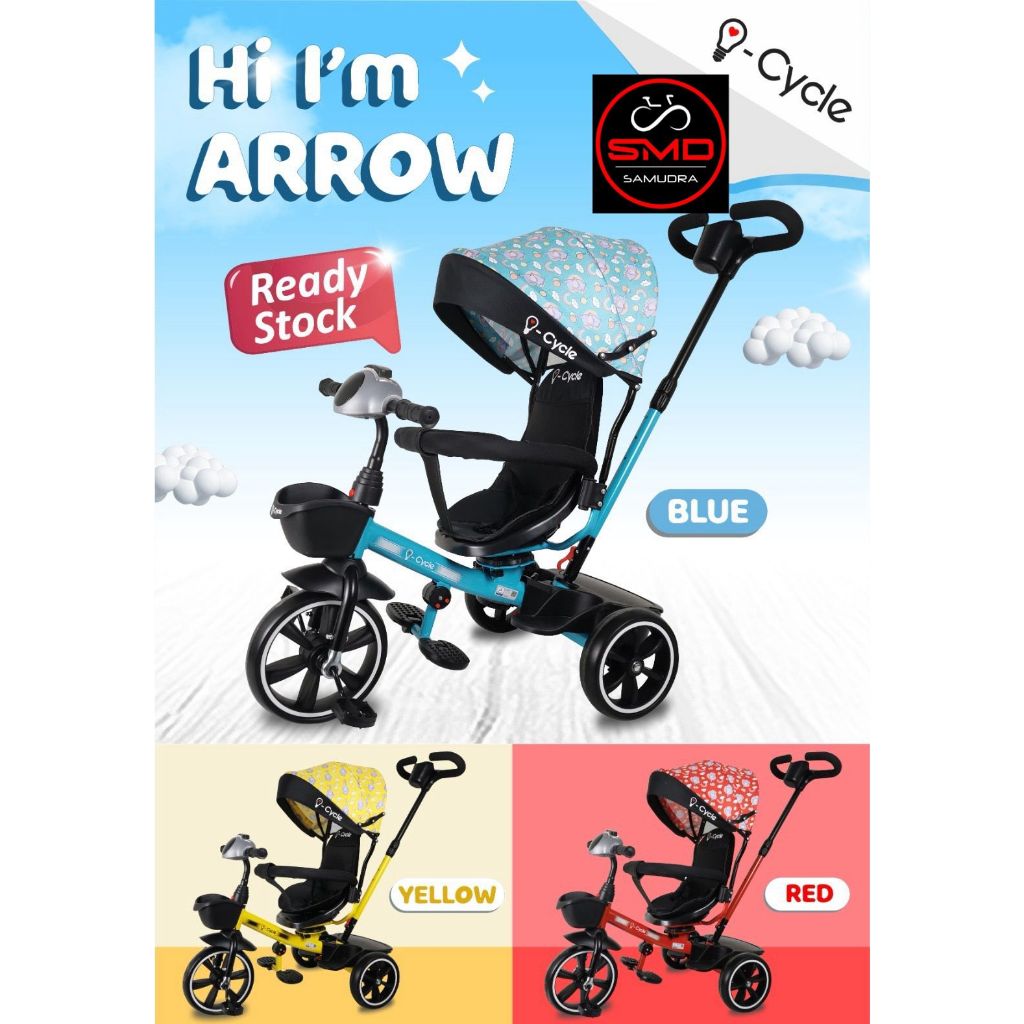 Sepeda Anak Bayi Stroller Roda 3 Icycle Arrow Musik Jok Putar Murah BDG