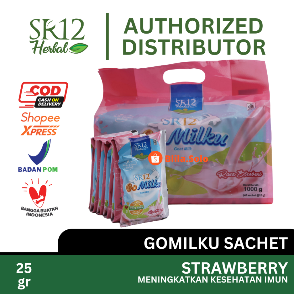 

SR12 Sachet Renteng Gomilku Stroberi 25gr isi 40pcs Kesehatan Saset Renceng Go Milku Strawbery Bubuk