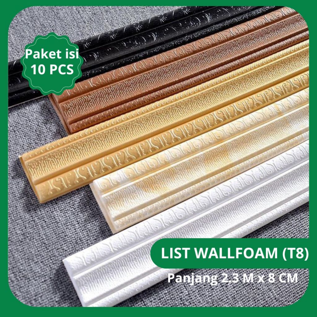 (COD) Paket 10 Lembar  [Seri T8] List Wallfoam Dinding 3D Wallstiker / Pembatas List Murah Panjang 2