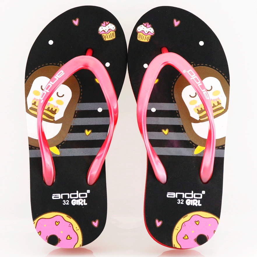 NEW  ANDO CAKE HITAM/MERAH - Sandal Wedges Anak Besar Rumah Ando