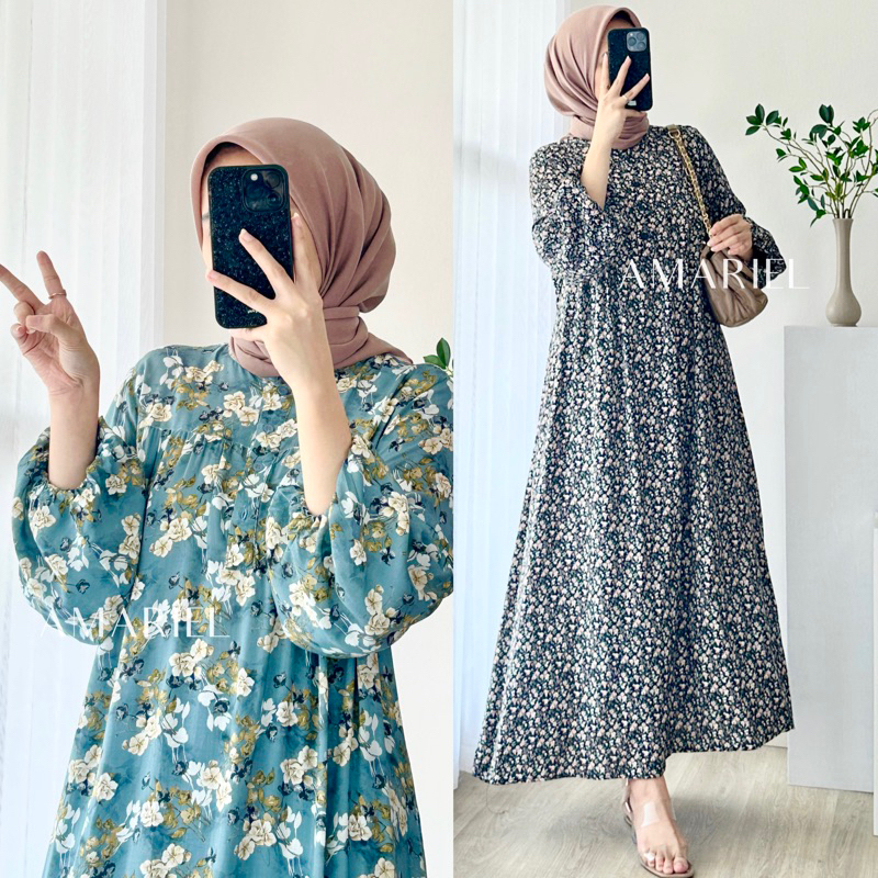 Amariel Nura Long Dress Daster Nyaman Bumil Busui Friendly