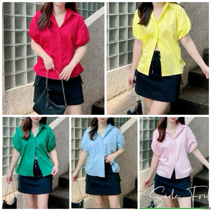 ALISA TOP / KEMEJA WANITA TANGAN BALON KATUN JEPANG PREMIUM