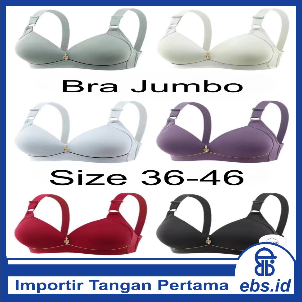 𝗘𝗕𝗦 ✅ PW185 Bra Wanita Jumbo Size 36-46 Fashion Simple Tanpa Kawat Warna Ada Pengait Belakang Korea 