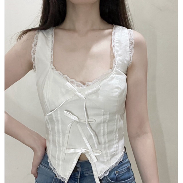 Aria White Blouse Lace Tanktop Vintage