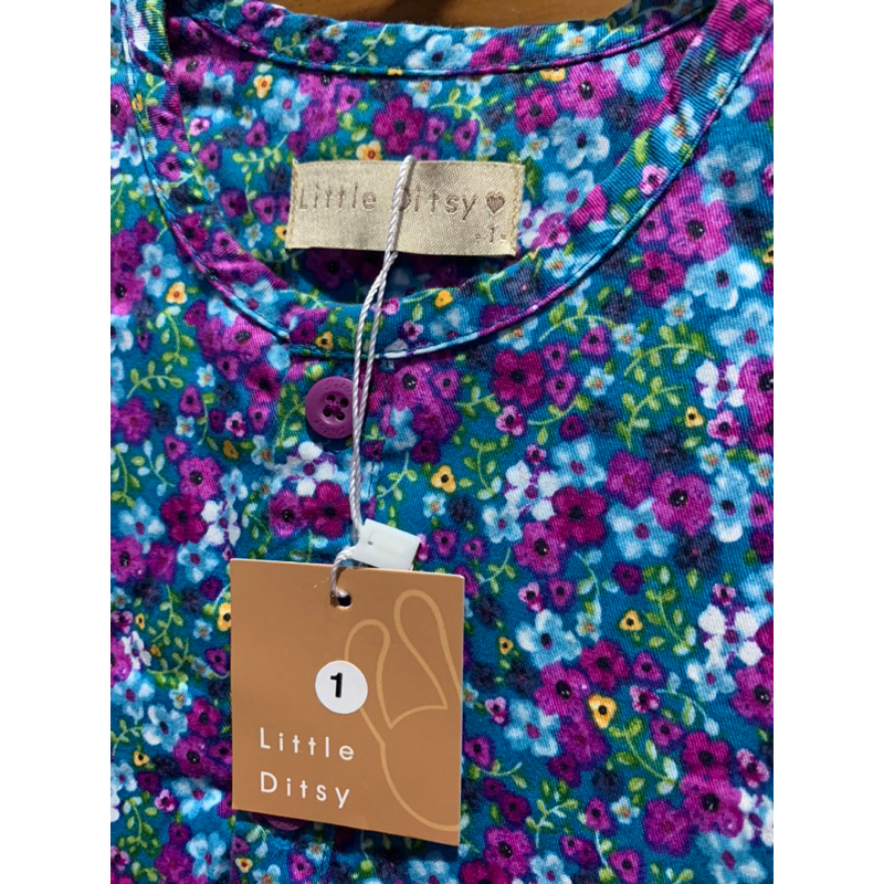 little ditsy size 1 perkiraan utk 1-2 tahun bahan katun baju gamis lebaran anak bayi adem murah nyam