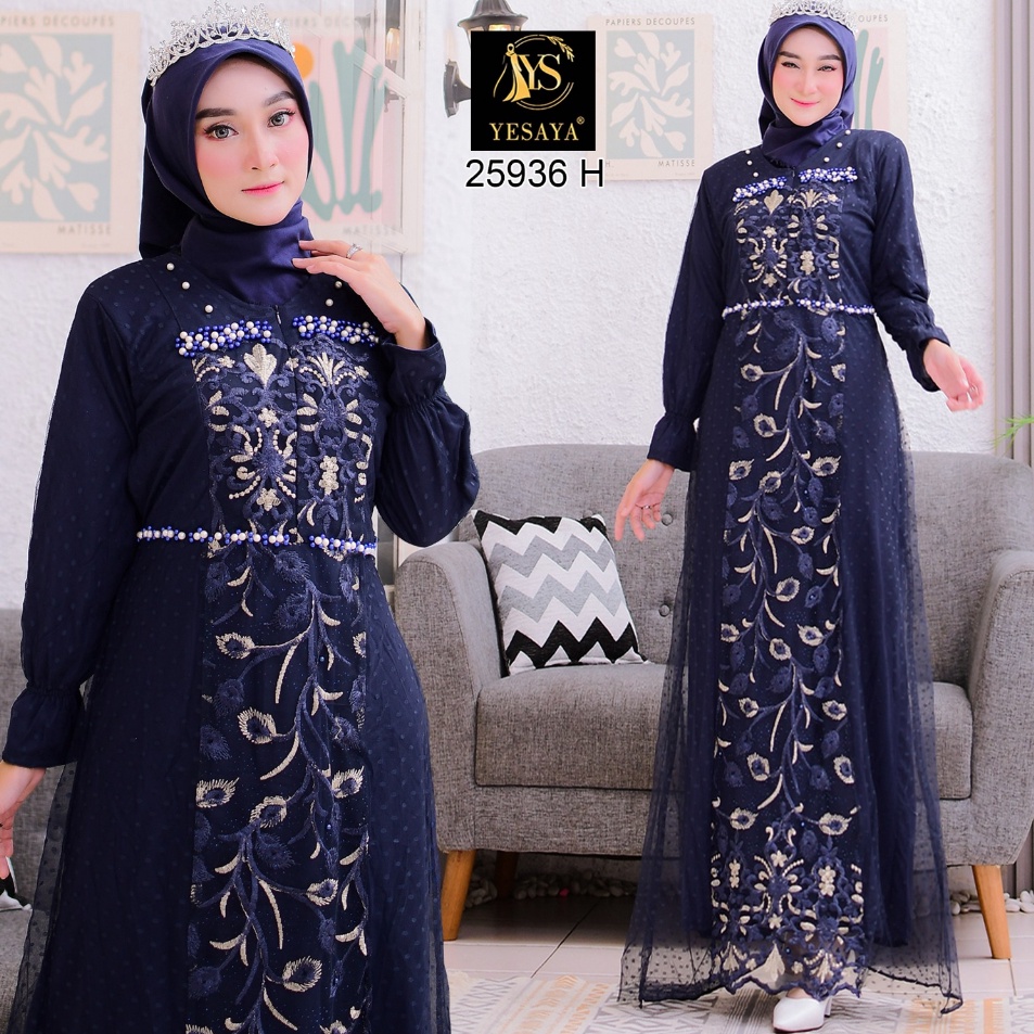 Get Order  YESAYA 25936  GAMIS TERBARU YESAYA TILLE BORDIR MIX TILLE DOT PREMIUM BUSUI FRIENDLY