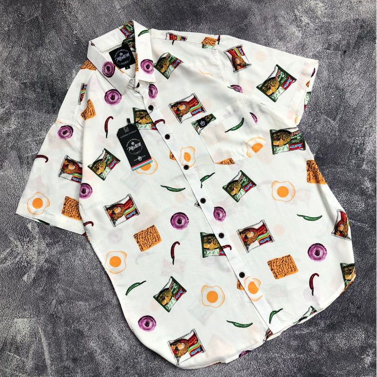 Baju Kemeja Pria Cowok Lengan Pendek Distro Motif Printing Surfing Pantai Bunga Floral Hawai Murah