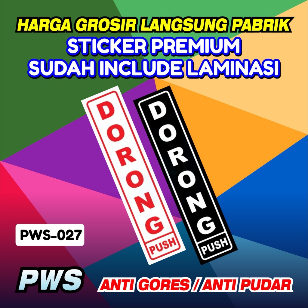 

Stiker 6x30 Pintu Dorong Tarik 1set / Label Sticker Dorong Tarik 1set Pintu / Vinyl Laminasi Stiker Anti Air Anti Gores