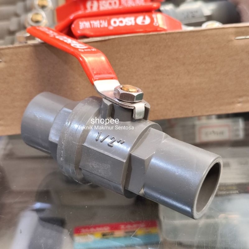 Stop Kran Air PVC 1/2" Gagang Besi - Ball Valve 1/2 Inch Keran