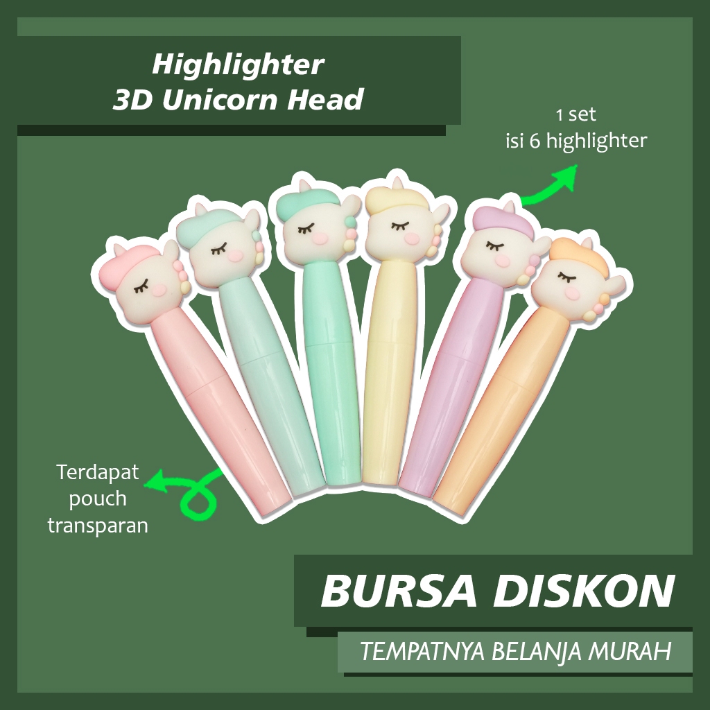 

Highlighter 3D XYUEH XYH-985 Unicorn Head Spidol Kuda Pony Marker Textlighter Textliner Penanda Halaman Buku
