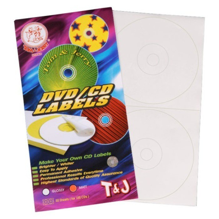 LABEL CD DVD / STICKER CD DVD T & J / LABEL CD TOM & JERRY MATTE