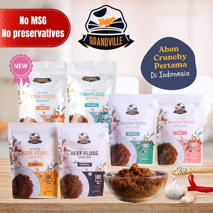 

[EXP 03/25] Grandville Abon Crunchy 100gr - Sapi Beef / Ayam Chicken / Fish Ikan | Original / Spicy | Original | Abon Anak Balita / MPASI