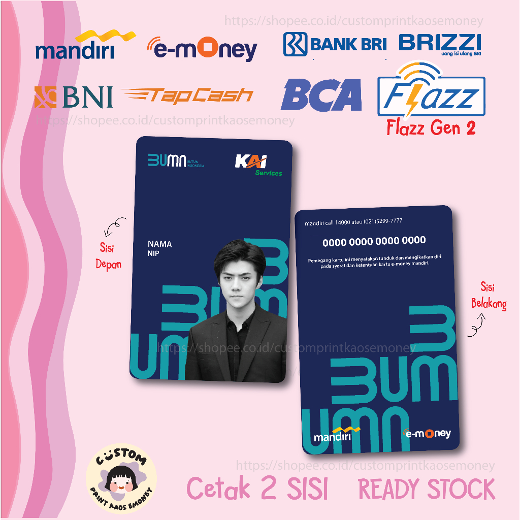 KARTU E MONEY E TOLL ID CARD KAI SERVICES BUMN MANDIRI EMONEY BNI TAPCASH BRI BRIZZI FLAZZ BCA - 2 S
