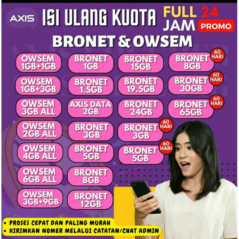 PAKET AXIS / DATA KUOTA INTERNET AXIS isi ulang PAKET DATA AXIS MURAH 1Gb 1,5Gb 2Gb 2,5Gb 3Gb 4Gb 5G