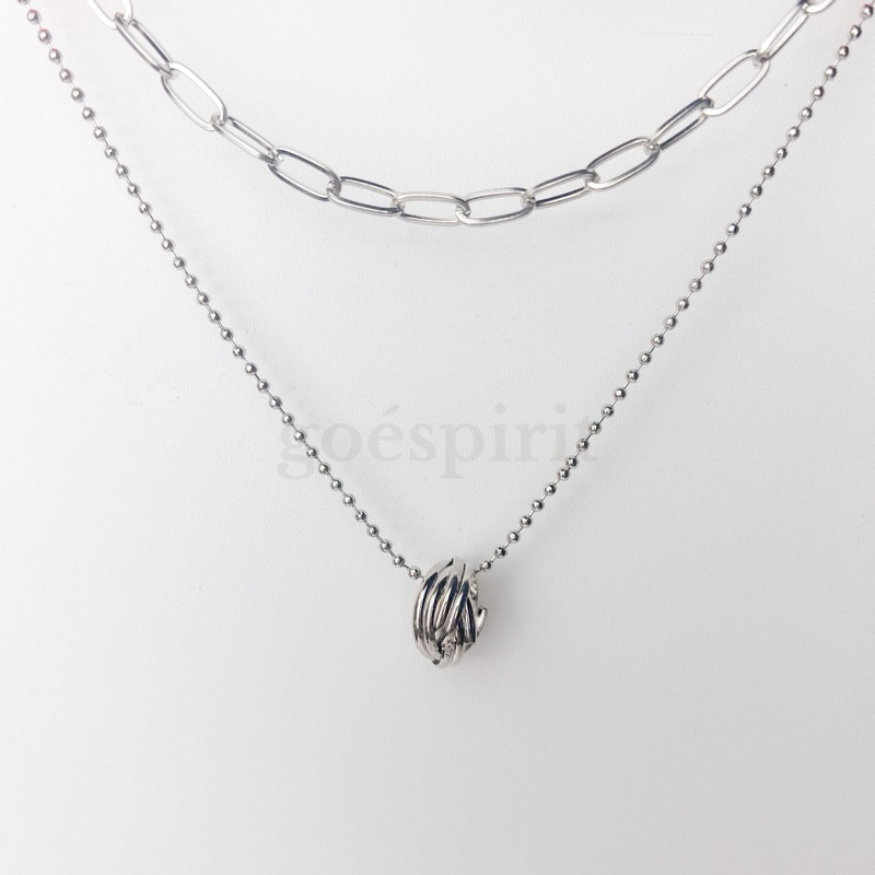 JOURE necklace / kalung silver 2 layer kalung fashion layer dua lapis hijab friendly