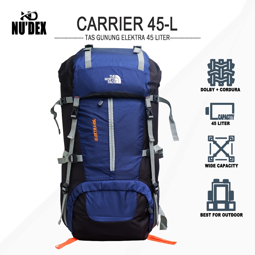 carrier 45 liter tas gunung elektra 45L tas hiking outdoor ransel camping keril pendaki