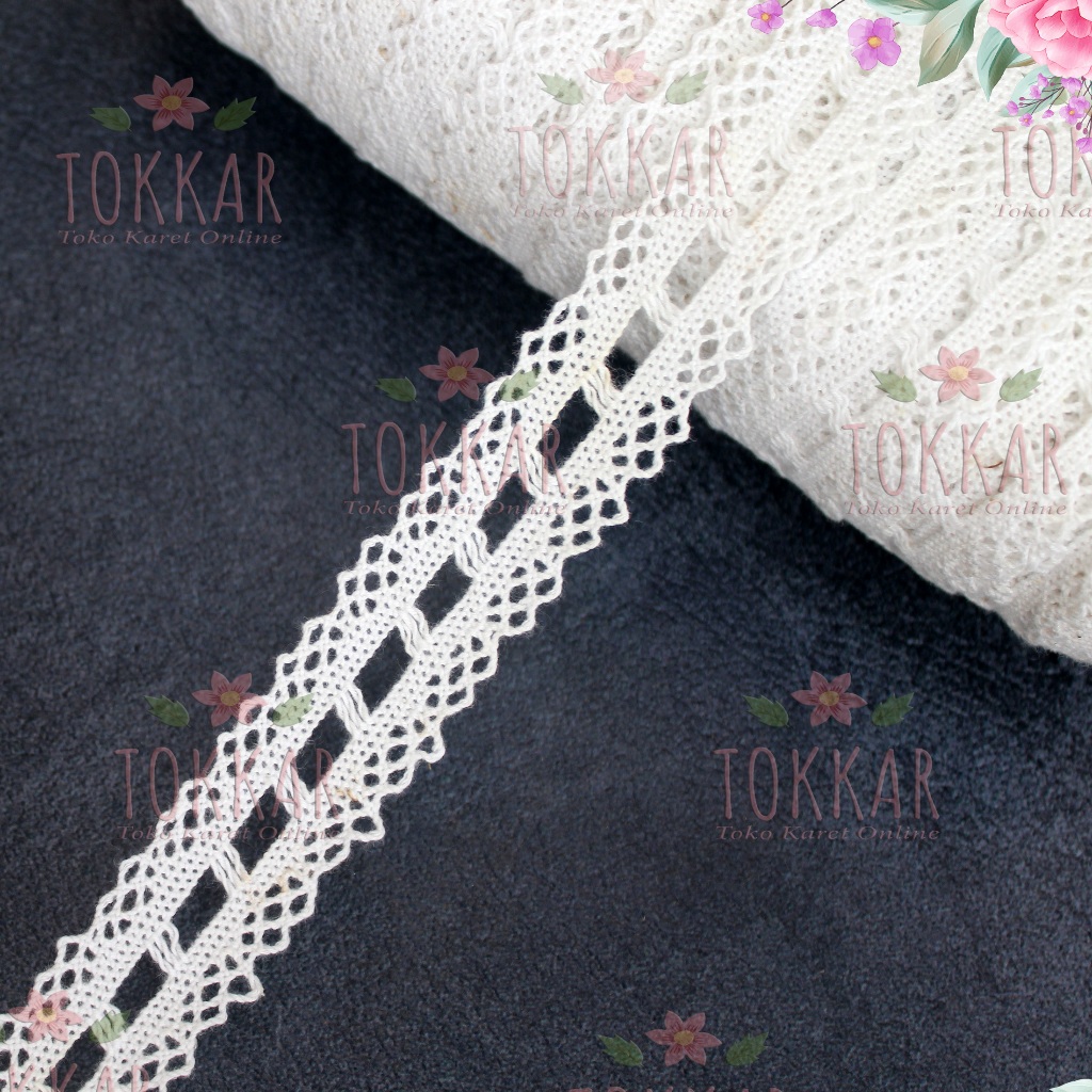 (Per Meter) RDR597 Renda Rajut Tengahan / Renda Tangga Putih Cantik Lebar 2,5Cm