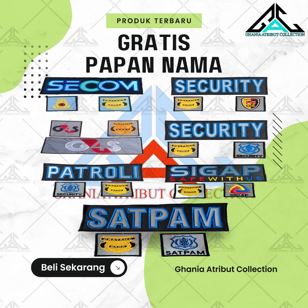 Atribut Logo Bordir Satpam / Security / Secom / A5 / G4S / Patroli / Sigap