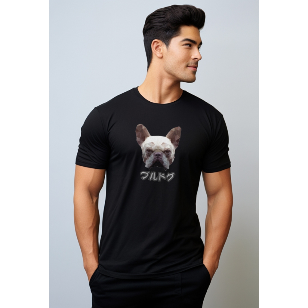 kaos anjing pria bulldog keren branded besar anti kusut hitam khaki navy NTC88 NTC89 NTC90