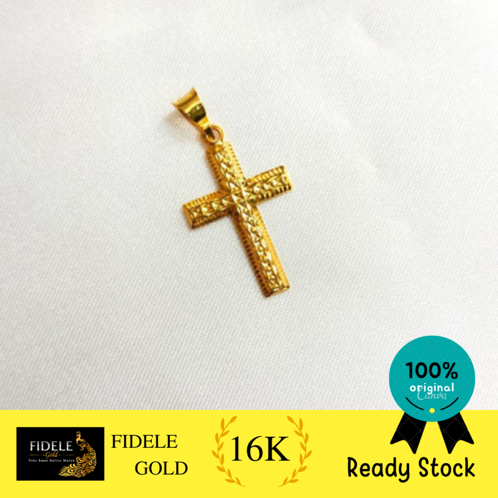 Liontin salib polos simple yesus emas kuning kristus salib 700
