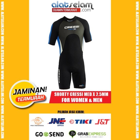 Shorty Cressi Med X 2.5mm / Pakaian Snorkling Diving / Baju Selam Wanita dan Pria