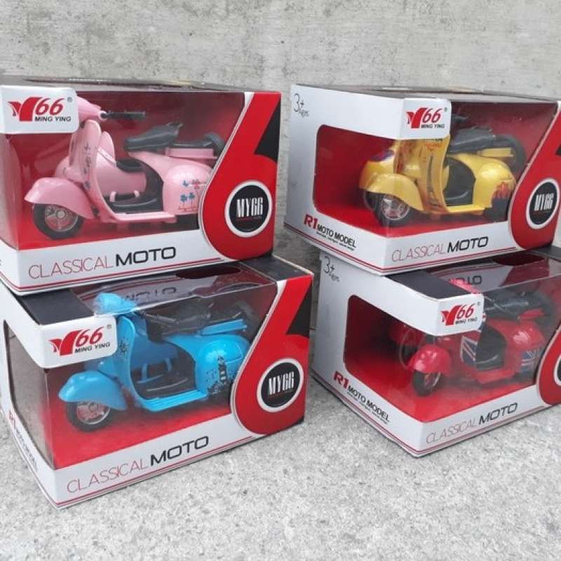 DIECAST MOTOR VESPA SIDE CLASSIC - MINIATUR SCOOTER ANTIK
