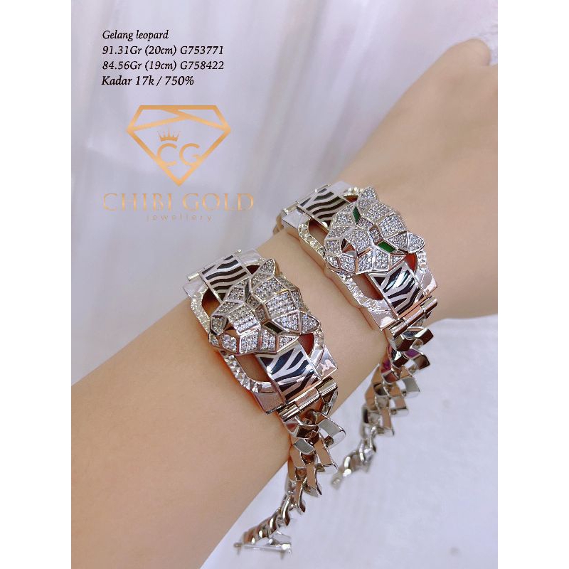 CHIBI - Gelang tangan leopard emas 750 kadar 17k