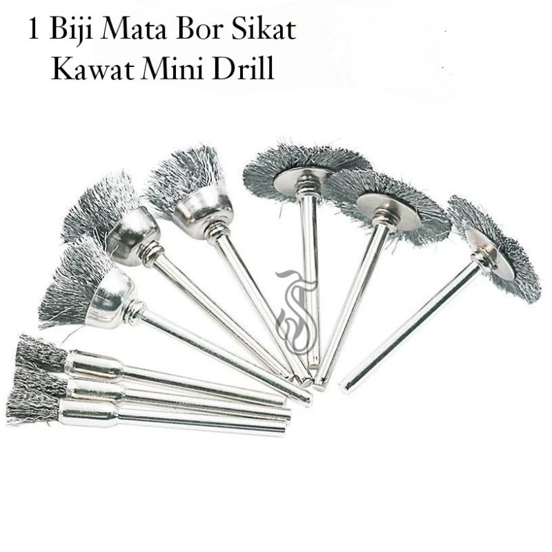 1 Biji Mata Bor Sikat Kawat Baja Silver Mini Drill