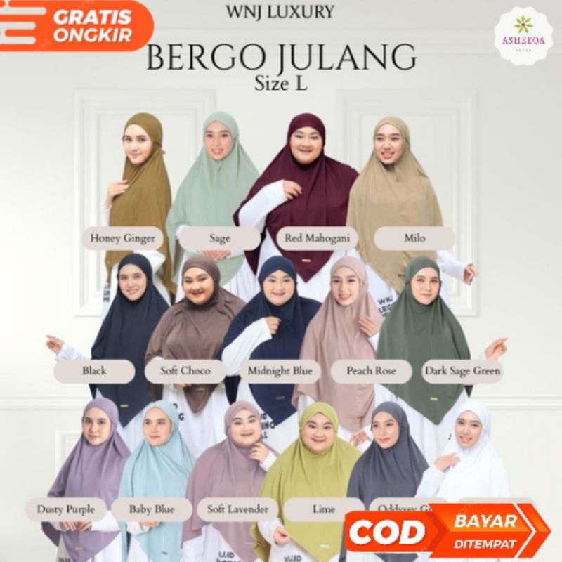 𝗪𝗡𝗝 BERGO JULANG BY WANOJA HIJAB  | BERGO NON PET JILBAB INSTAN JUMBO |  BERGO WNJ ASHEEQA STORE