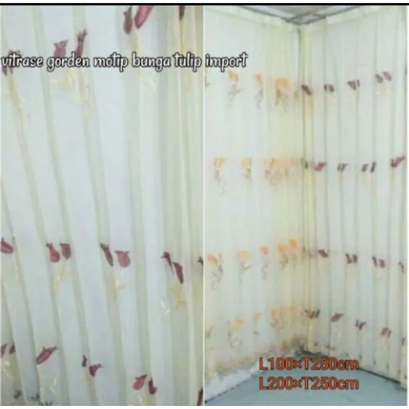 vitrase gorden bordir motif bunga tulip vitrase gorden tinggi gorden pendek vitrase murah gorden hor