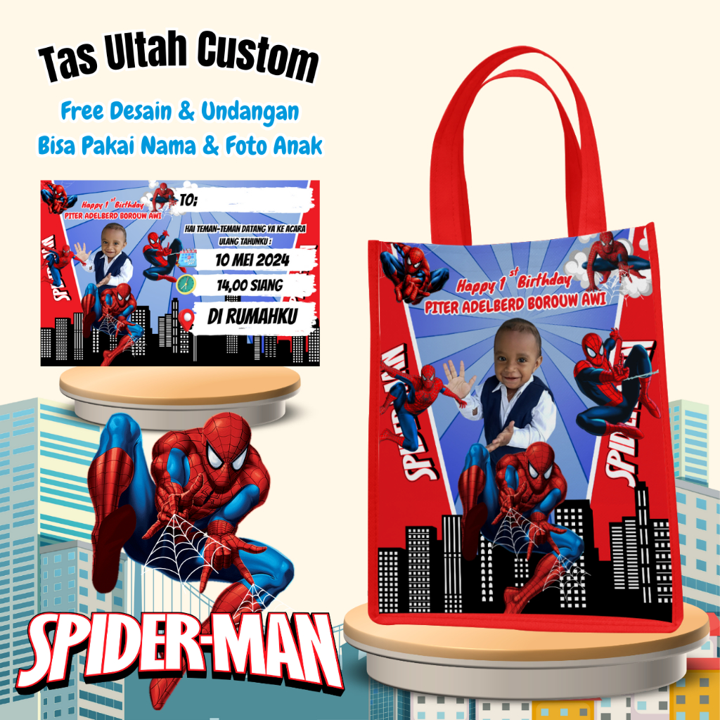 

50 Pcs Tas Ultah Murah Unik Free Undangan & Request Desain Nama Foto Animasi