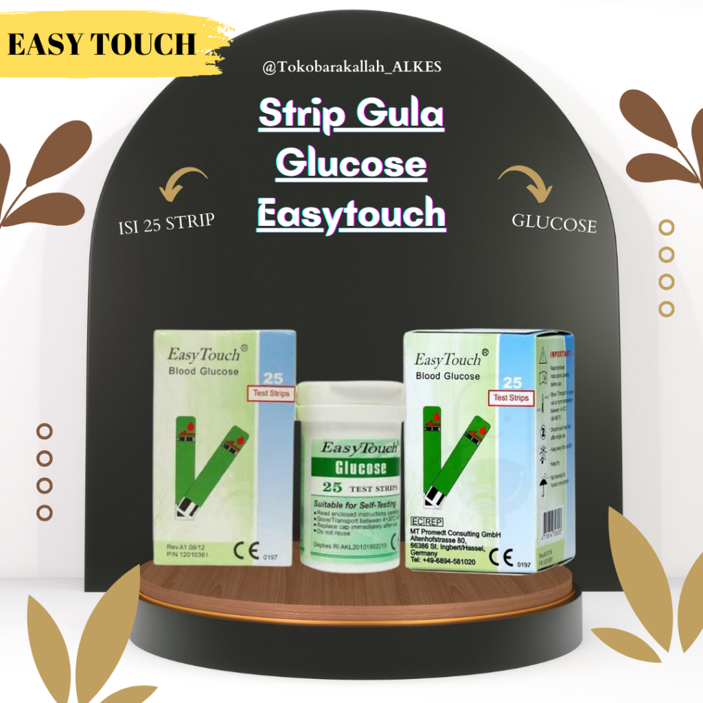 Easytouch Strip Glukosa Tes Gula Darah isi 25 pcs Refill Stik Easy Touch GCU 3 in 1 Dengan Chip FREE