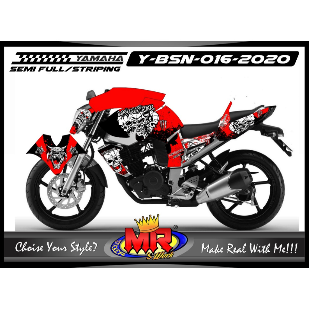 Stiker Variasi motor decal Yamaha Byson Desain Custom Grafis Detail