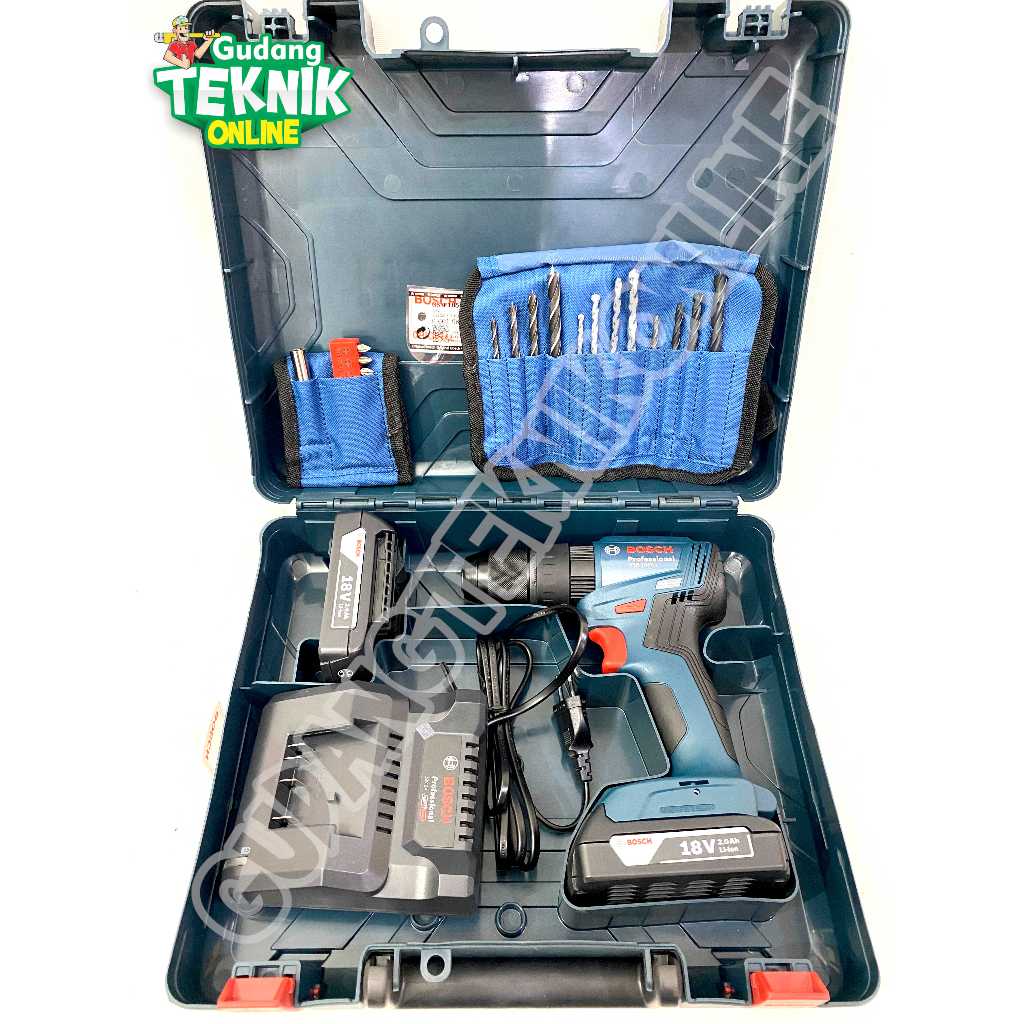 BOSCH GSB185LI Mesin Bor Tangan Besi Kayu Beton BATERAI / CORDLESS Impact Drill 13mm Bor Beton Kayu 