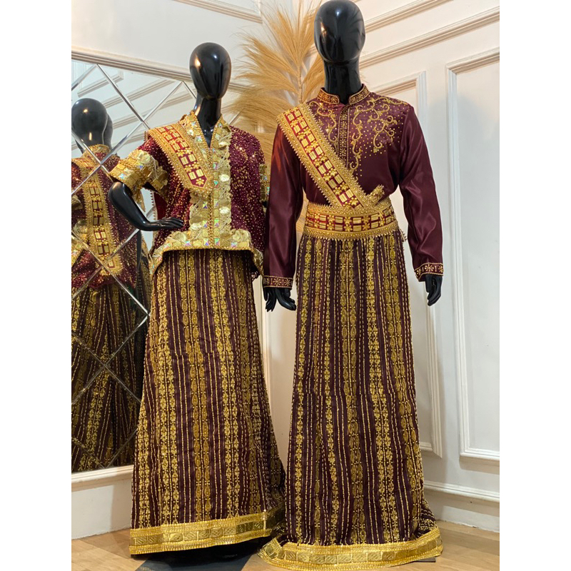 BAJU PENGANTIN ADAT BUGIS/MAKASSAR MODERN HARGA FULLSET WARNA MERAH HATI